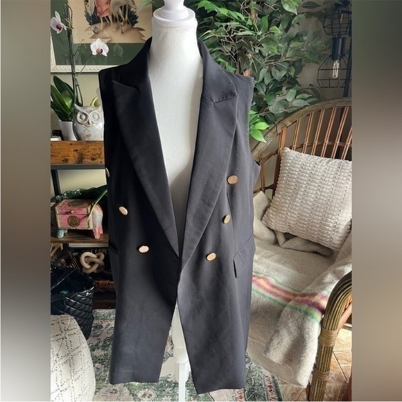 Joie Black Vest Blazer with Gold Buttons - Picture 2 of 4
